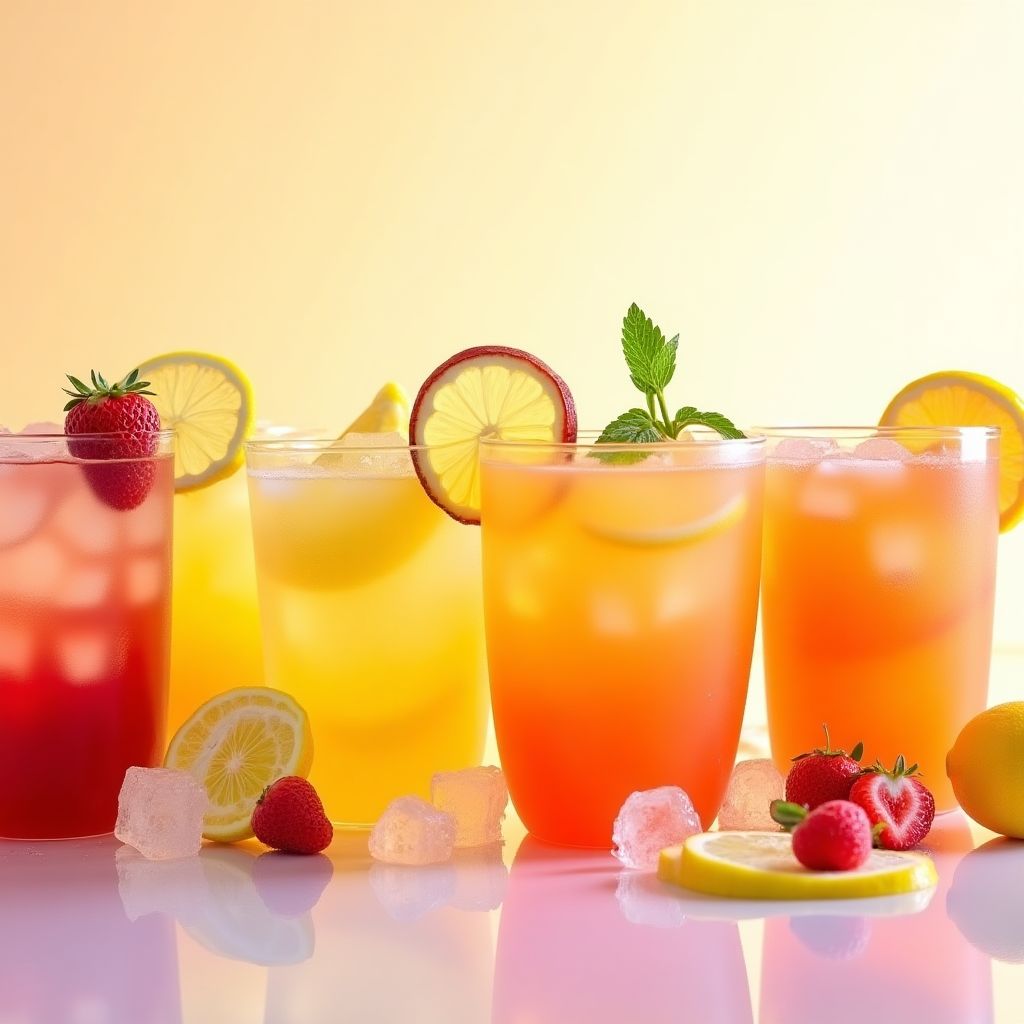 Assorted lemonades in colorful glasses